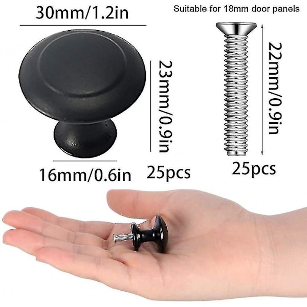 25 st Kabinettgreppsknoppar 30 mm för badrum, skåp
