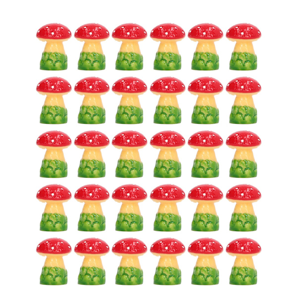 30 st Miniatyr Svampfigurer Söta DIY Harts Mikrolandskap Trädgård Miniatyr Svamp Ornament