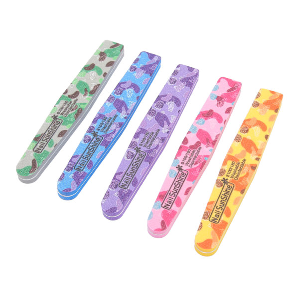 5-pack Nagelfil Reusable Tvättad Färgglad Svamp Plastbräda Nagelfilning Strip för DIY