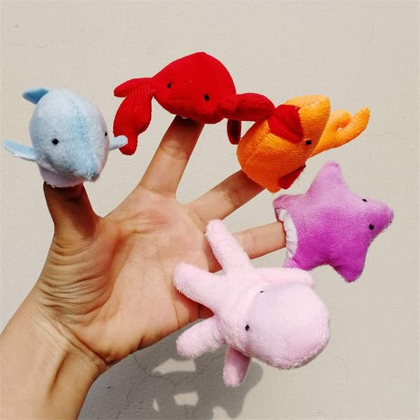 10-pack Havsdjurs Fingerdockor Barn Cartoon Plysch Pedagogiska Handdockor Leksaker