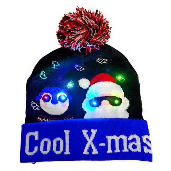 LED tjock julmössa vuxen stickad cap cap