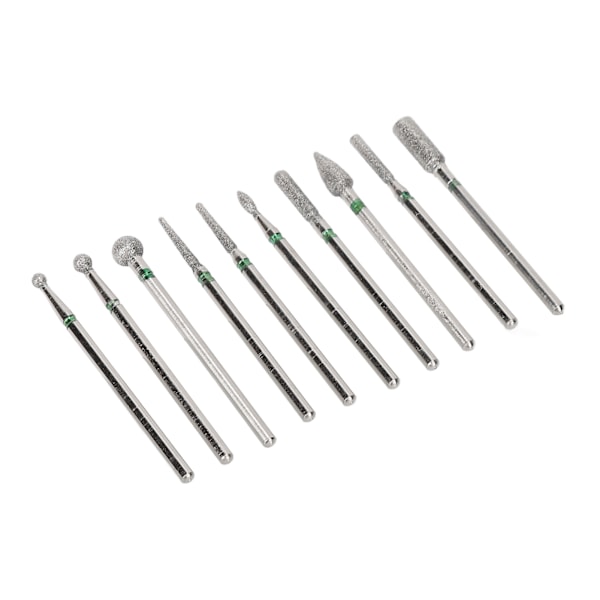 10 st Nagelborr Bits Rostfritt Stål Hög Styrka Dammsäker Ersättningsnagel Slipbit med Skyddande Fodral Silver