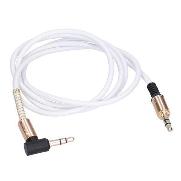 Metall 3,5 mm Han till Han Böjd Stereo Hörlurar Bil Aux Ljudförlängningskabel 1m/3,3ft Vit