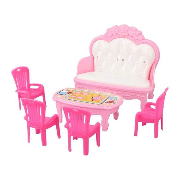 Miniatyr Vardagsrums Möbel Simulerings Soffa Kaffebord Stol Möbelmodell Set för 1/16 Dockhus Typ 1