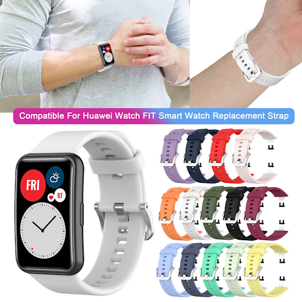 Silikon Sportklockarmband Mjuk Andningsbar Armband Ersättning Kompatibel med HUAWEI Watch FIT