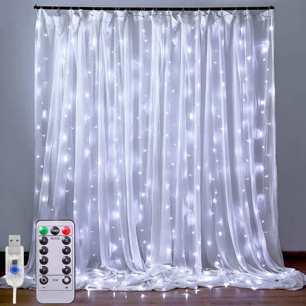LED-ljus? 3 x 3m, 300 LED Light Loop 8 Mode, USB Light Loop Gardin med fjärrkontroll, jul blue