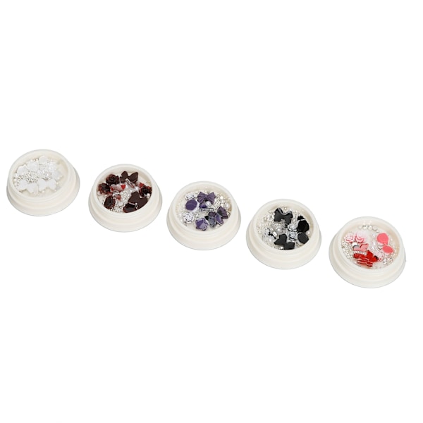 5 Ask Nagelblommor Fjäril 3D Nagelkonst Charm Glittrande Dekorativa Manikyr Charm med Artificiella Pärlor