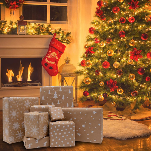 Julklappspapper, 5 ark Kraft Presentpapper Omslagspapper Presentpapper Kraftpapper Presentpapper för barn 1