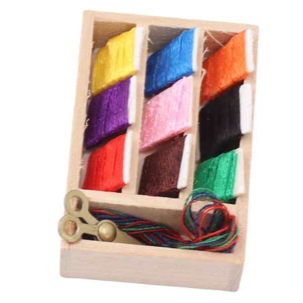 Dukkhus Sybox Kit 1:12 Skala Rik Detaljer Utsökta Ljusa Färger Miniatyr Sybox för DIY Dekoration