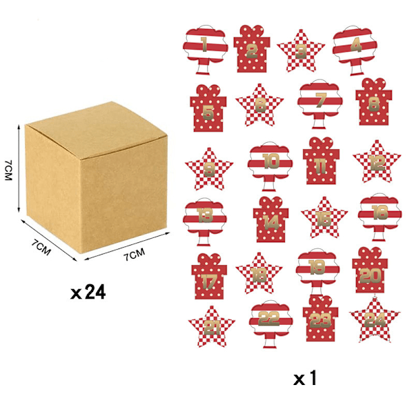 2023 Ny juladventskalenderlåda Barnfödelsedagsfest Presentask Julnedräkningspapperslåda E