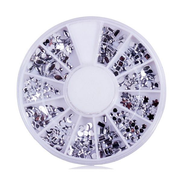 Rhinestone Nageldekorsten Stenar 12 st Olika Former Silver