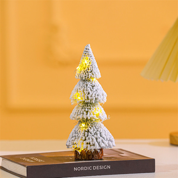 Julgranspynt med belysning, tornformad, flockad snö, tall, skrivbordsdekoration Tree-20cm [without Lights]]