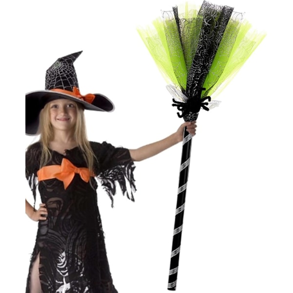 3 färgade kvast rekvisita Halloween kvast för häxa kostym barn