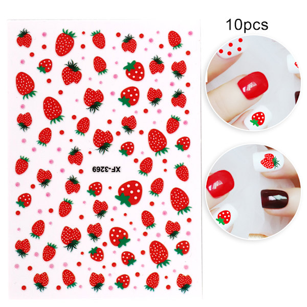 10 st 3D Nageldekor Sticker Självhäftande DIY Manikyr Dekoration för Nagelsalong Hem (XF3269)