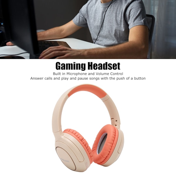 Bluetooth-headset med stöd för extern mikrofon, minneskort, LINEIN-läge, trådlöst spelheadset för dator, PC