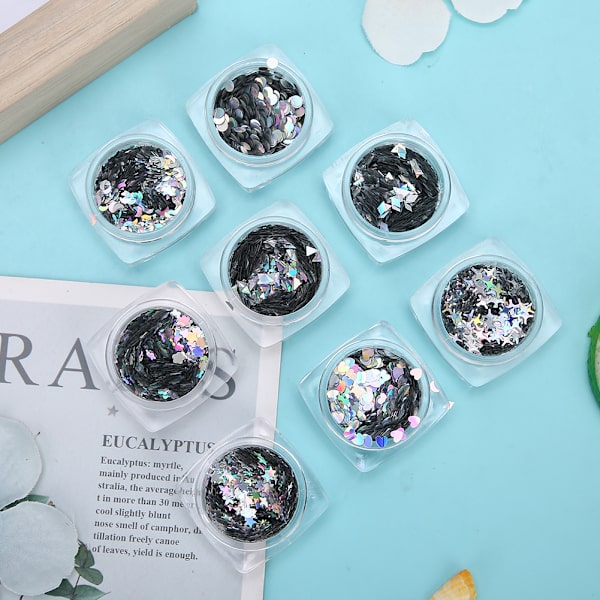8 st Nail Sequins DIY Nagelsmycke Dekoration Glittrande Sequins Tillbehör för Nagelsalong