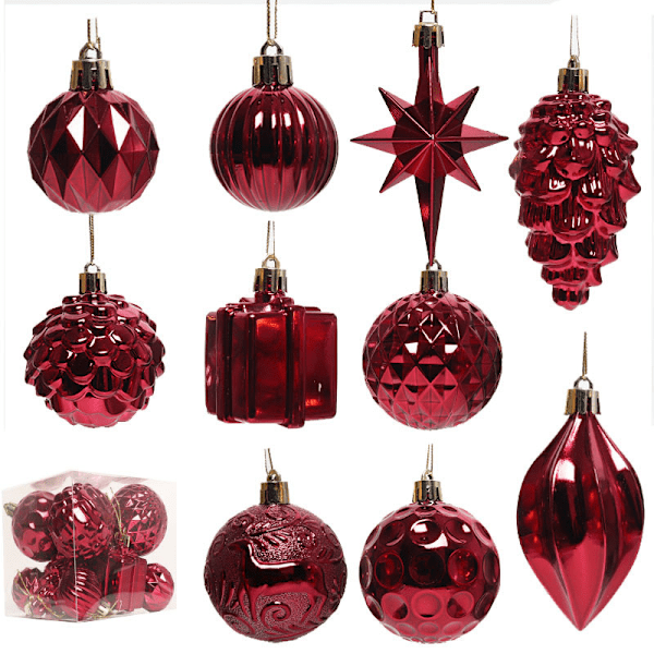 Julgranskulor i Form av Julgranspynt Hängande Ornament Julprodukt Red
