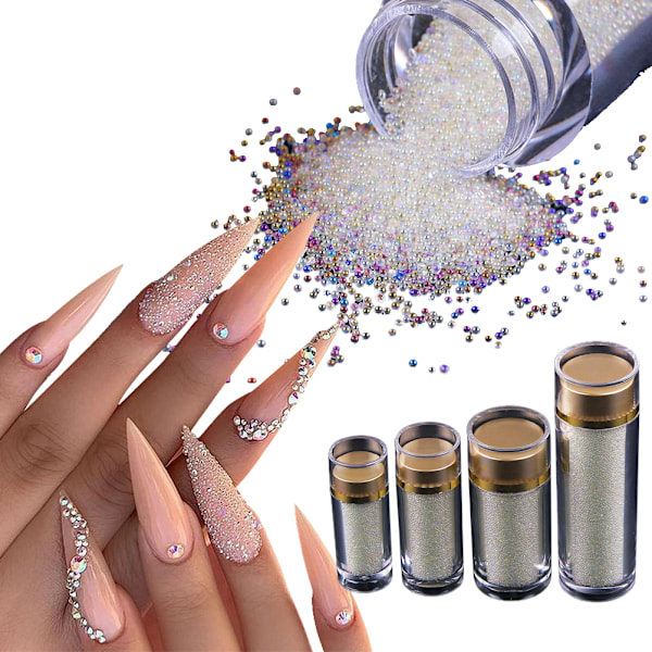 1 Flaska Nagelkonst Mikropärlor Rhinestones Kristaller Nagelglitter Rhinestones för DIY Dekoration 3D Nagelhantverk Tillbehör