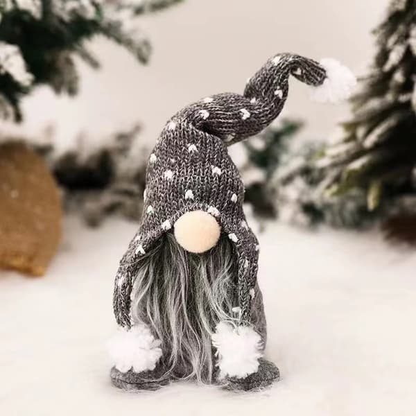 Skogsmänniskan Vit Skägg Ansiktslös Docka Juldocka Skogsmänniskan Stickad Hatt Sittande Ställning Docka Ornament 3