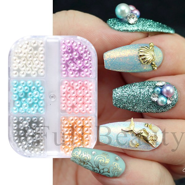 3 st Nail Pärlor DIY Nageltillbehör B