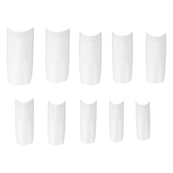 10 st Professionella Nagelspetsar Hemsalong Bärbar Kvinnor Falska Naglar Set Manikyr Verktyg N5346-01 Vit