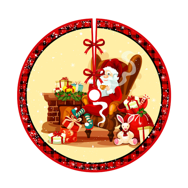 Jul-Tree Skirt Semesterdekoration Printed Trädbottendekoration Party Jul Qj Tree Skirt-18 90cm