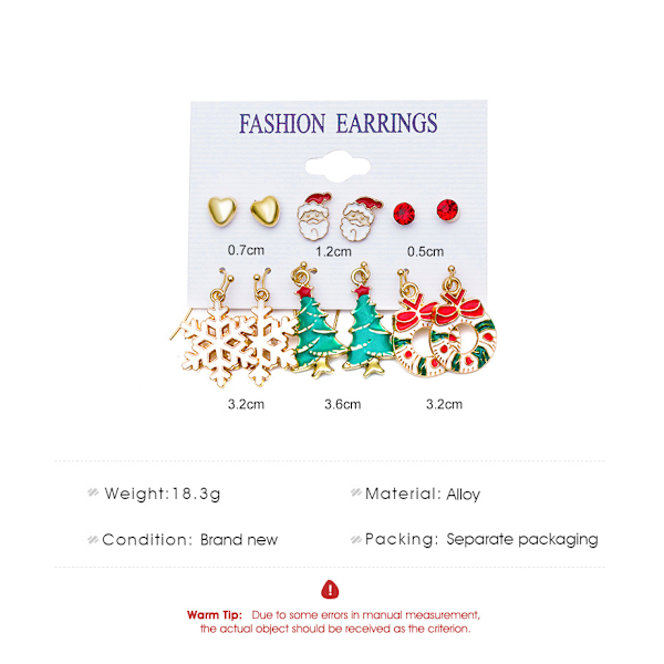 12pcs Jul örhängen studs Earrings