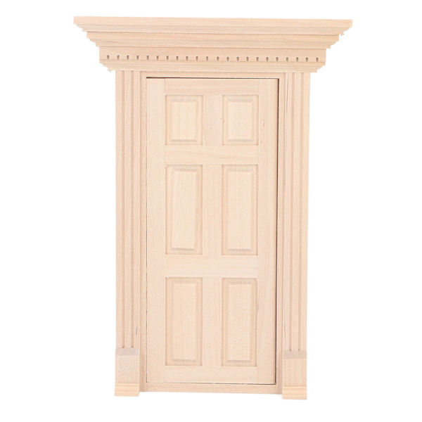 1:12 Dockhus Miniatyr Trä Dörrpanel 6 Rutor Dörrram Omålad Möbel Dockhus Tillbehör