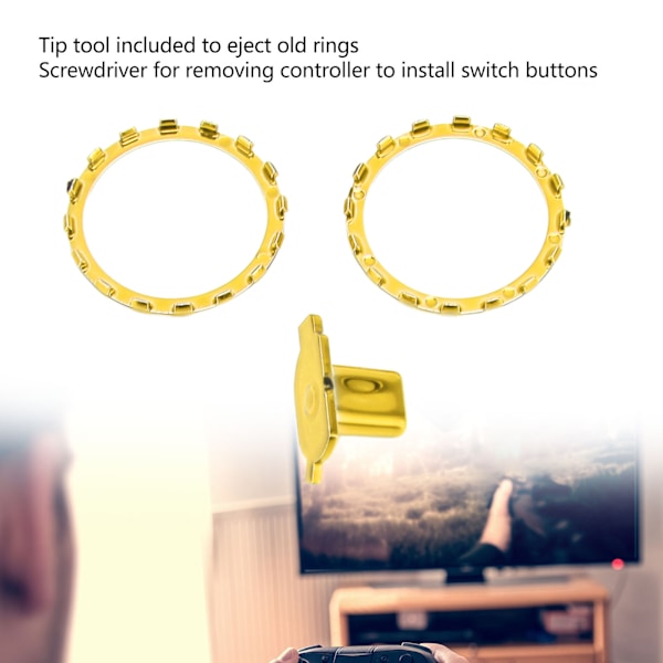 Dekorativa Accent Rings för Xbox Elite Series 2-kontroll Matte Krom Byt ut Knappar Ersättningsdelar Guld
