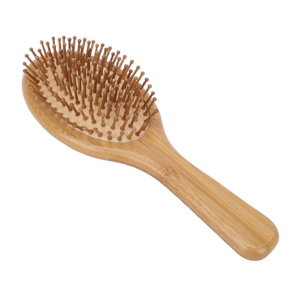Hårborste i bambu med brett utrymme, silikon och ABS-material, bärbar paddelborste för hemmet, rund