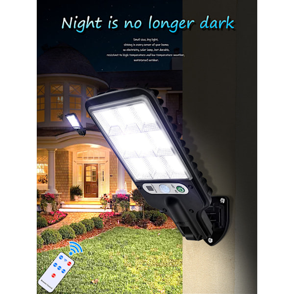 Solcellsbelysning för utomhus, rörelseaktiverad trädgårdsbelysning med fjärrkontroll LED-vägglampa, vattentät trädgårdslampa 616-3 (Remote Control) Solar Garden Lamp