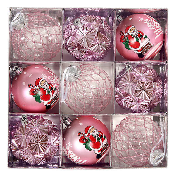 2023 Christmas Ball Juldekorationer Galvanisering Plast Ball Christmas Ball Set Hänge Pink 8cm
