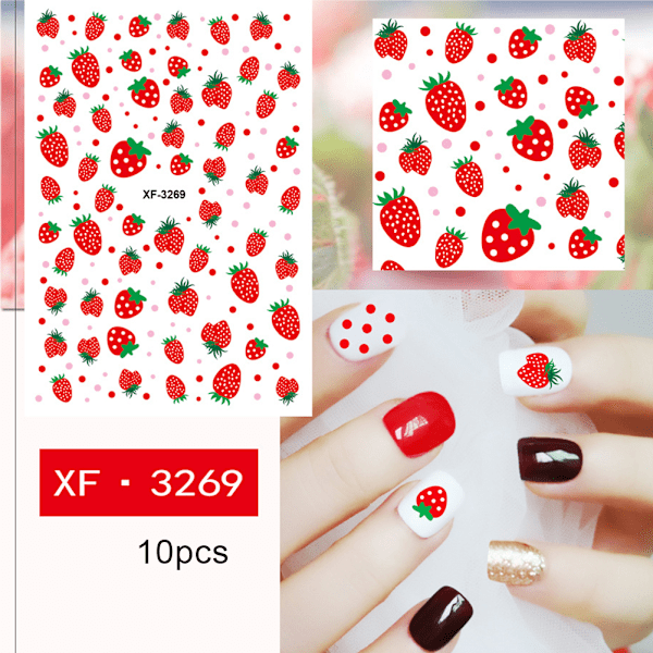 10 st 3D Nageldekor Sticker Självhäftande DIY Manikyr Dekoration för Nagelsalong Hem (XF3269)
