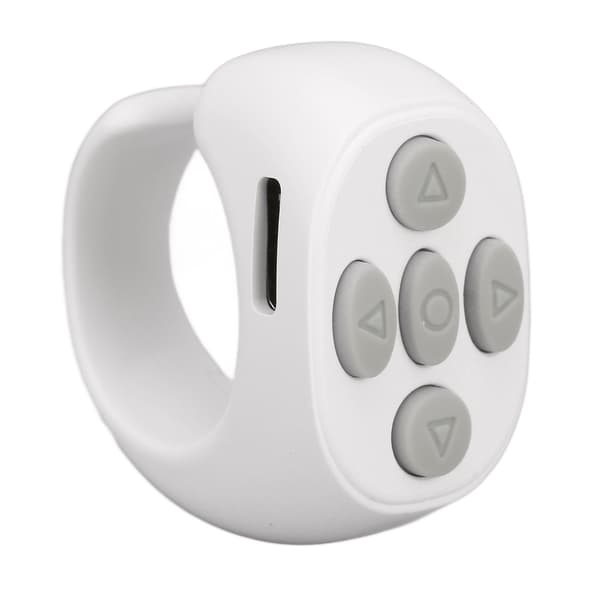Bluetooth-fjärrkontroll med multifunktionell ringdesign, trådlös telefonselfie-slutare för hem, vit
