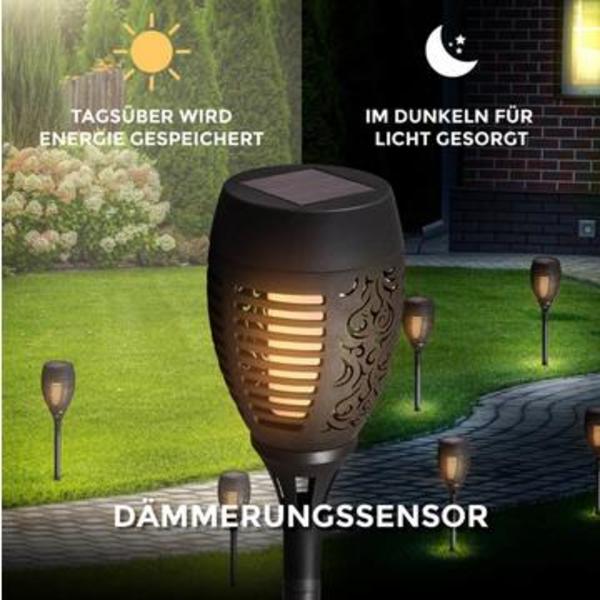 Solcellslampa Trädgårdsfackla 4-pack, Svart