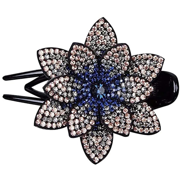Rhinestone Blomster Hårklämmor Elegant Böjd Hårklämma för Kvinnor Flickor