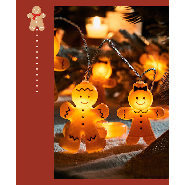 Led Gingerbread Man Belysningskedja Juldekoration Julgransdekoration 1.5M10led Battery