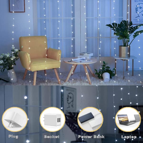 LED-ljus? 3 x 3m, 300 LED Light Loop 8 Mode, USB Light Loop Gardin med fjärrkontroll, jul blue