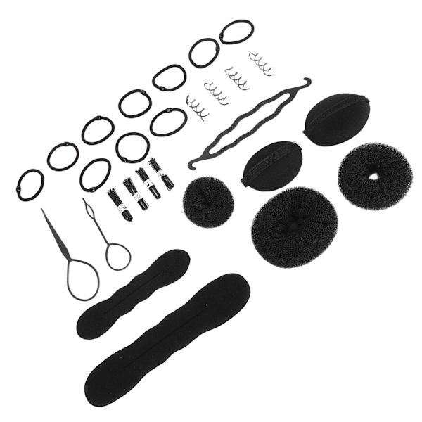 Hårbulleformare Set Stift Elastiska Band Hår Donut Bulle Maker Frisörverktyg Set för Vuxna Barn