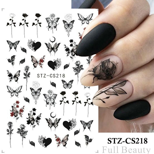 3 st Silver Hollow Butterfly Nagelstickers E