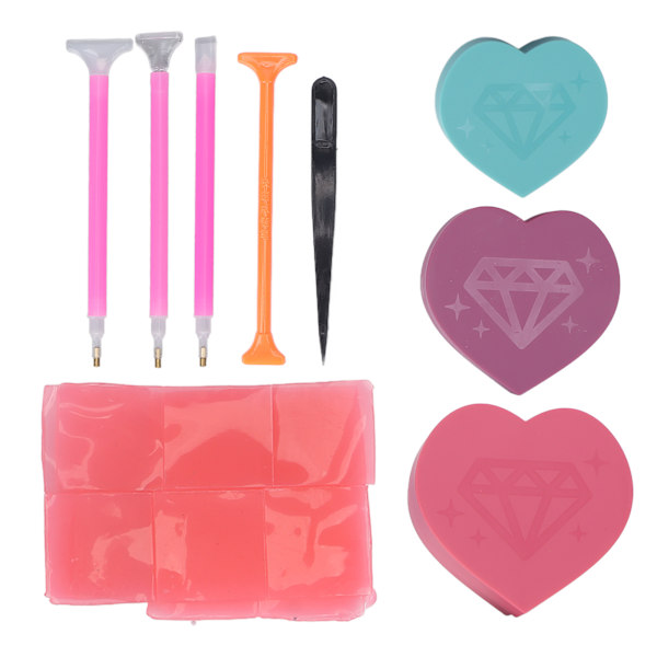 DIY Diamantmålning Verktygssats Rhinestone Point Drill Pen Pärlor Sorteringsbrickor Nagelkonst Verktygssats Ros Röd