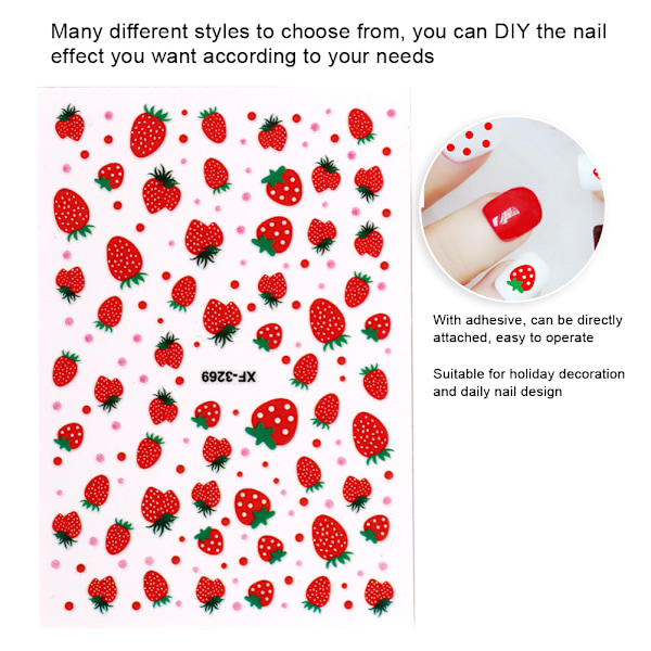10 st 3D Nageldekor Sticker Självhäftande DIY Manikyr Dekoration för Nagelsalong Hem (XF3269)