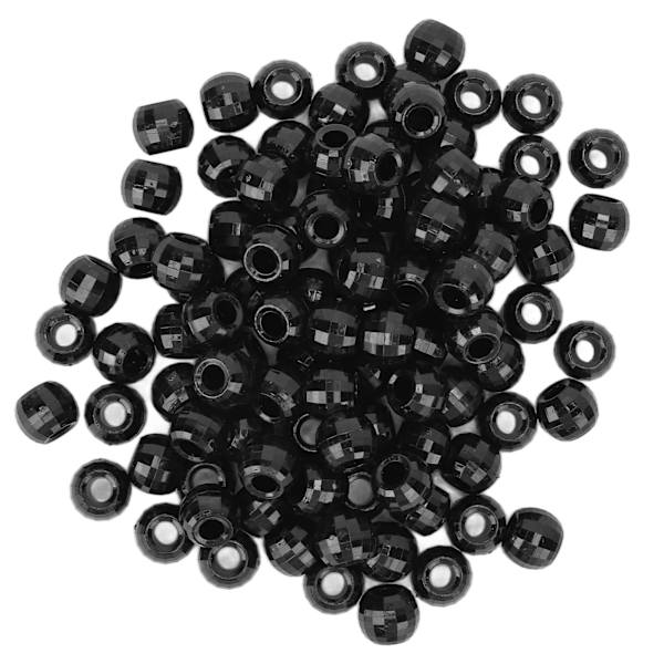 100 st hårflätade pärlor Plast Stora hål Sektion 12mm Dreadlocks Hårflätade pärlor Svart