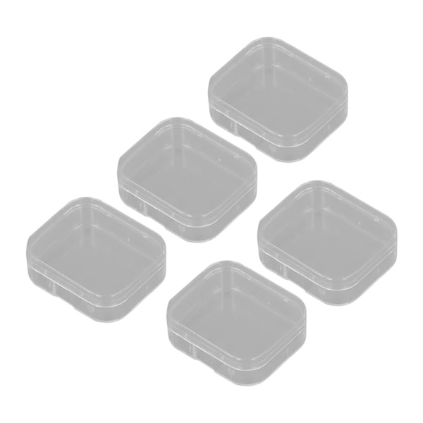 5 st Makeup Puff-lådor Transparent Plast Klar Kvadratisk Smyckesförvaringslåda för Örhängen
