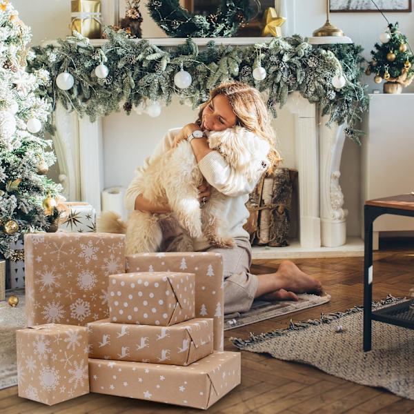 Julklappspapper, 5 ark Kraft Presentpapper Omslagspapper Presentpapper Kraftpapper Presentpapper för barn 1