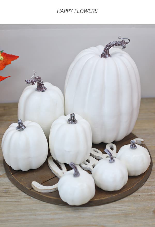 Gresorth 7PCS Falskt vita pumpor Höst Halloween Juldekoration white