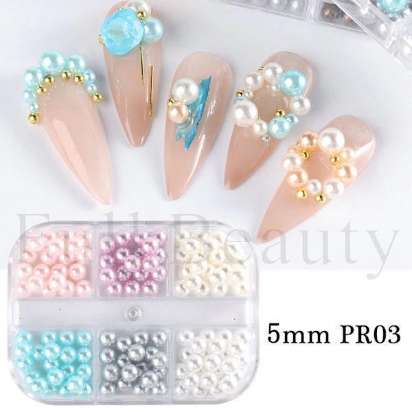 3 st Nail Pärlor DIY Nageltillbehör C