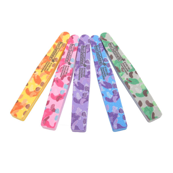 5-pack Nagelfil Reusable Tvättad Färgglad Svamp Plastbräda Nagelfilning Strip för DIY