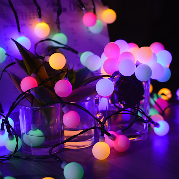 Led färgad lampa frostad liten vit boll julfestival utomhus innergård dekoration batteri box ljus Color 4M40led Battery