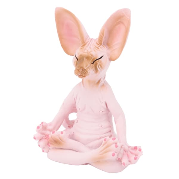 Katt Mediterar Staty Levande Detaljer Katt Mediterar Samlarfigurer för Hem Kontor Yogarum Prydnadsföremål Presenter Rosa